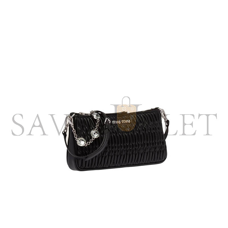 MIU MIU NAPPA SOFT LEATHER CRYSTAL SHOULDER BAG 5BH215 (24*12.5*4cm)